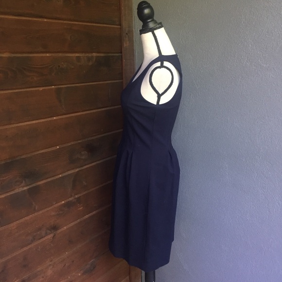 Navy j crew pleated flare navy blue dress - Picture 5 of 8